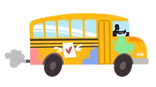 School bus cartoon illustration.