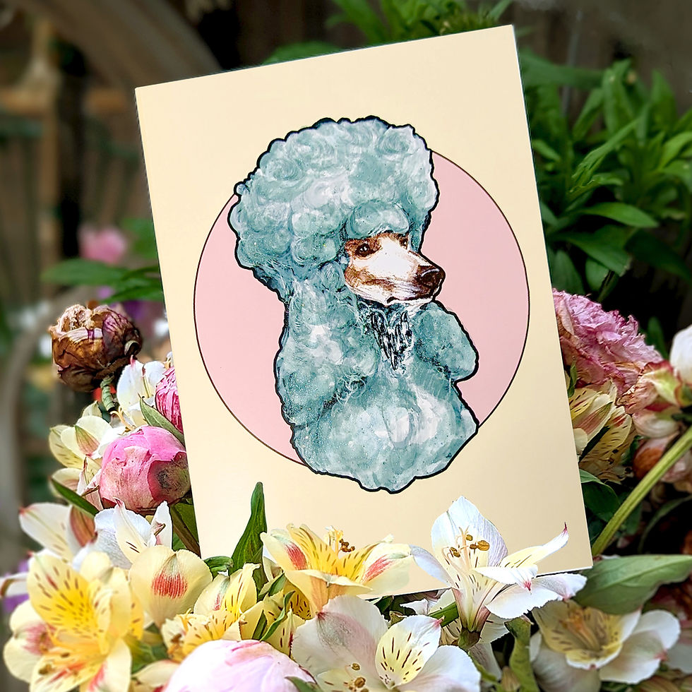 Thumbnail: All Pastel Poodles Hand glittered Greetings Cards - 5 Pack