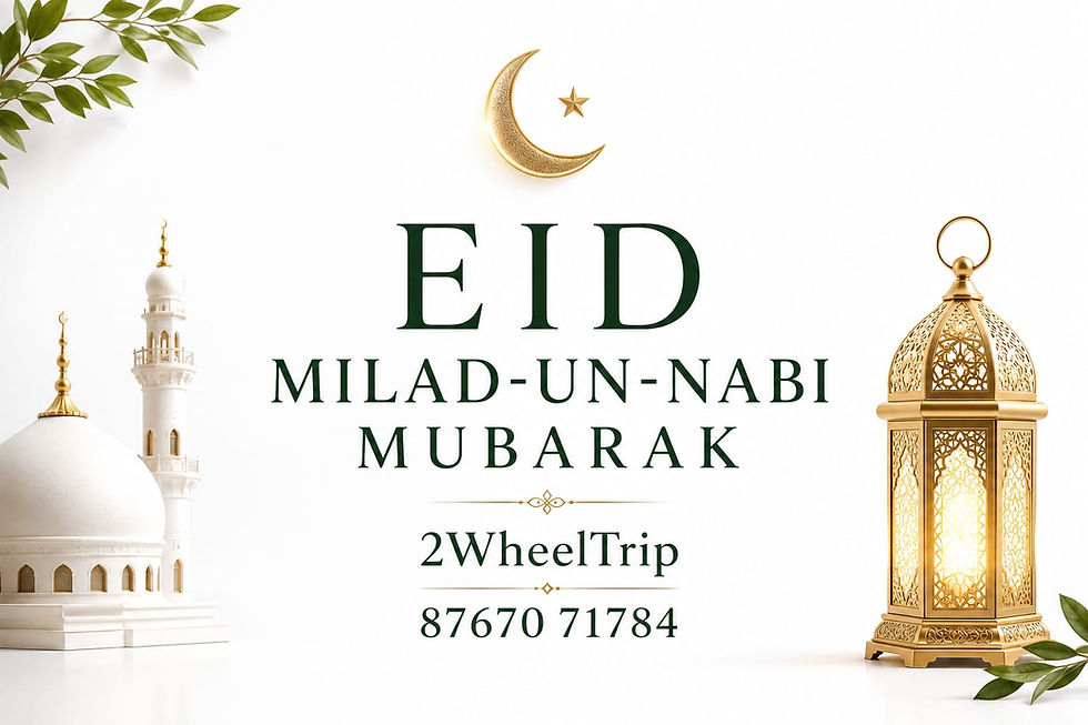 Eid Milad-un-Nabi Mubarak greetings from 2WheelTrip, the most trusted and affordable bike rental service in Shrivardhan offering best rates 8767071784
