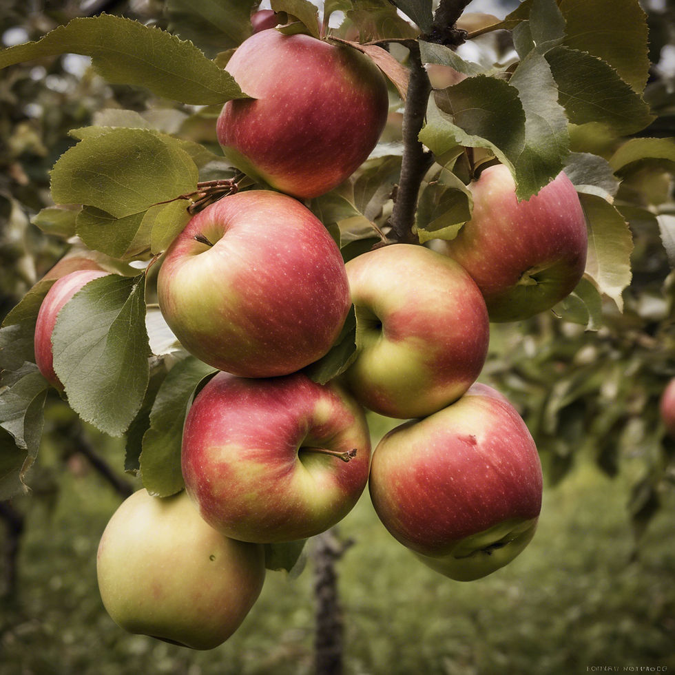 Bunch of fresh Johnathon apples ready for picking