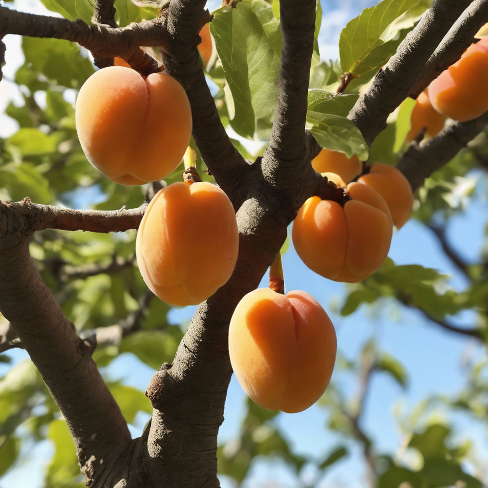 Ripe Apricots on a tree ready for picking
