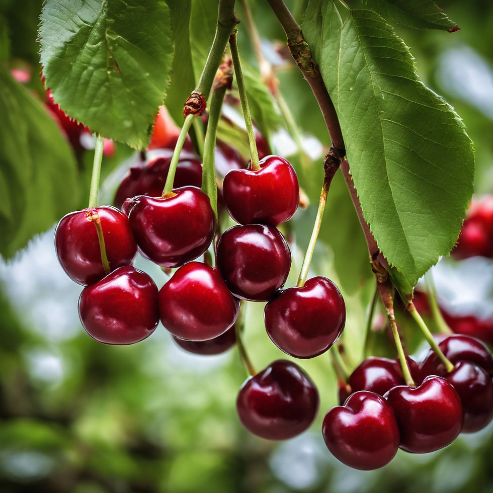 Ripe cherries on a tree ready for picking