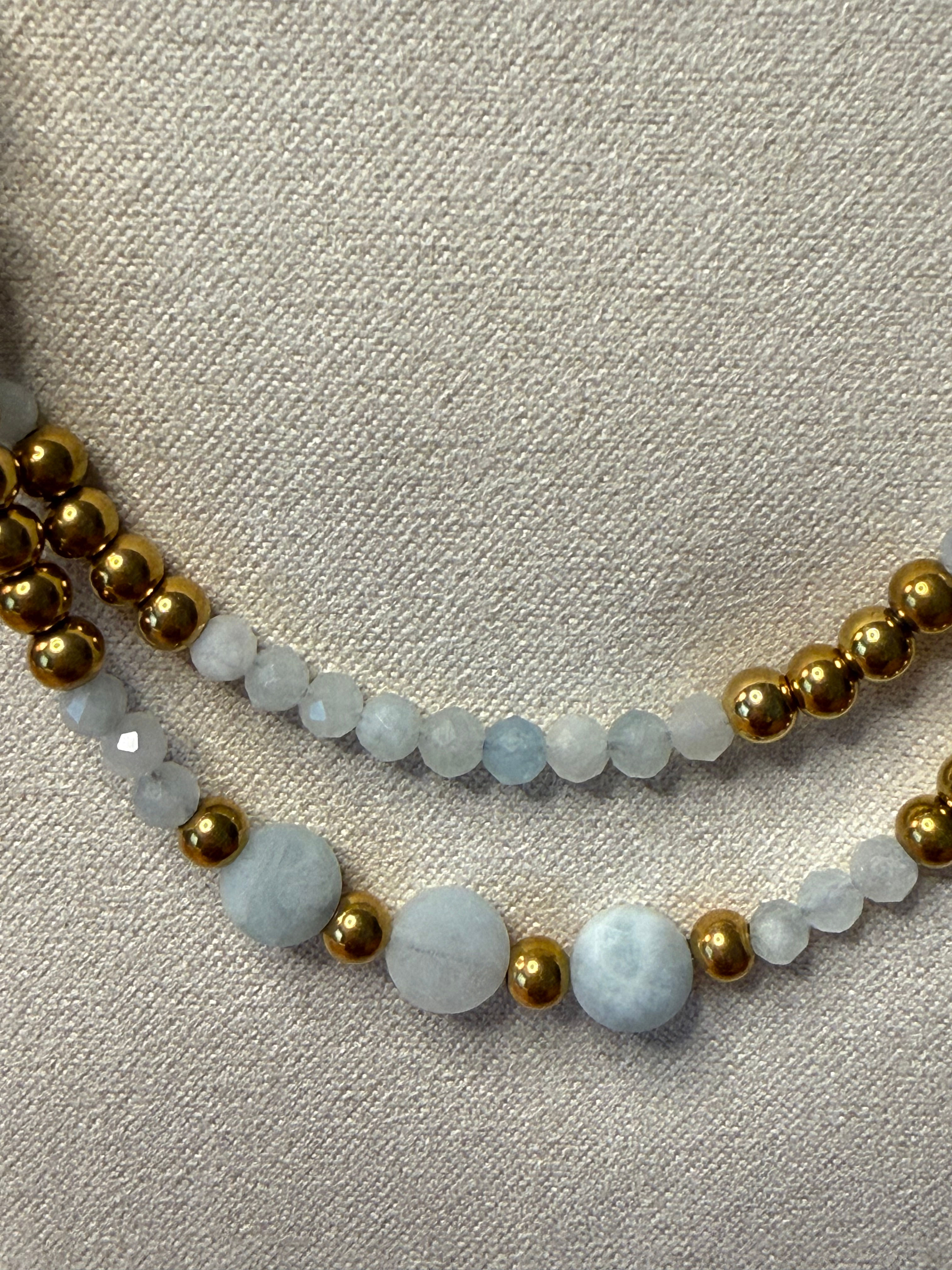 Two Strand Gold Delicate Necklace with Gemstone Choice