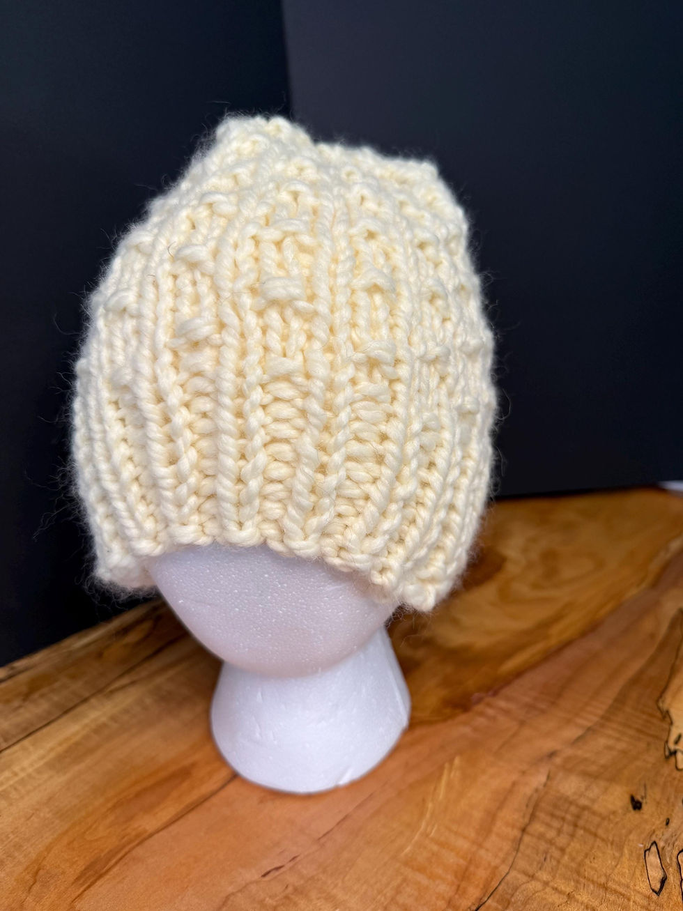 Thumbnail: Hand Knit Polka Dot Hat, Chunky Wool Blend, Winter Beanie