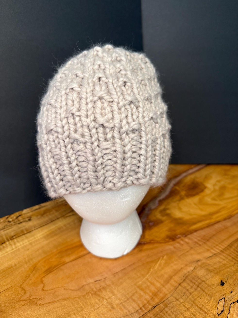 Thumbnail: Hand Knit Polka Dot Hat, Chunky Wool Blend, Winter Beanie