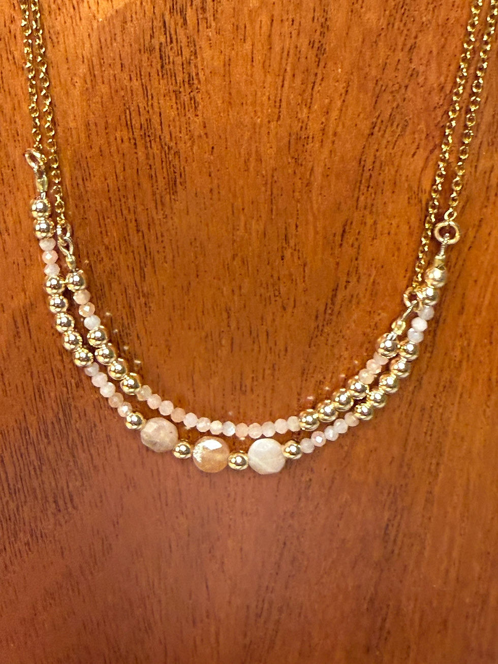 Thumbnail: Moonstone or Garnet delicate necklace, adjustable length with lobster clap an...