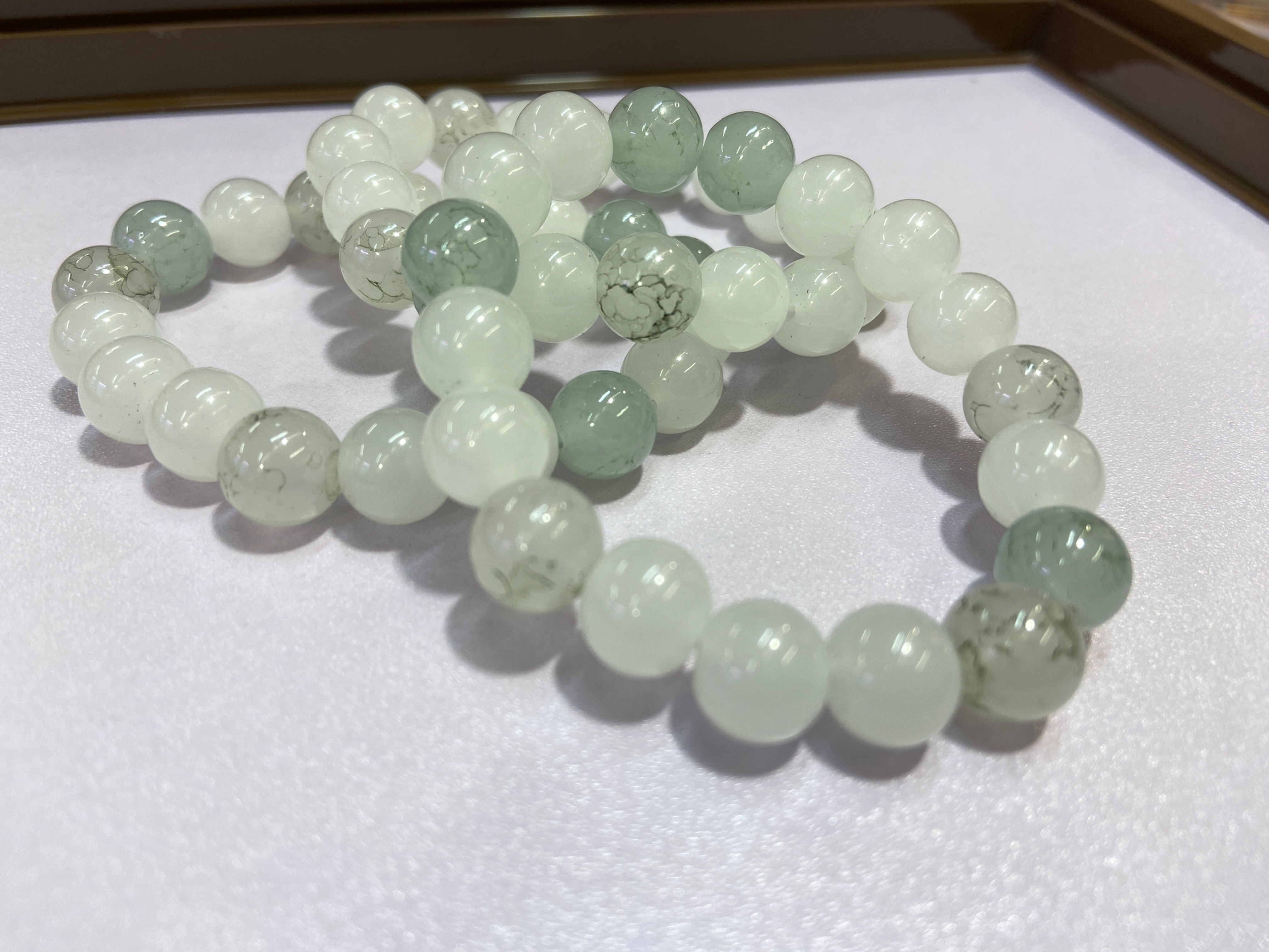 天山翠18粒beads 8mm Tianshan Green Jade Bracelet