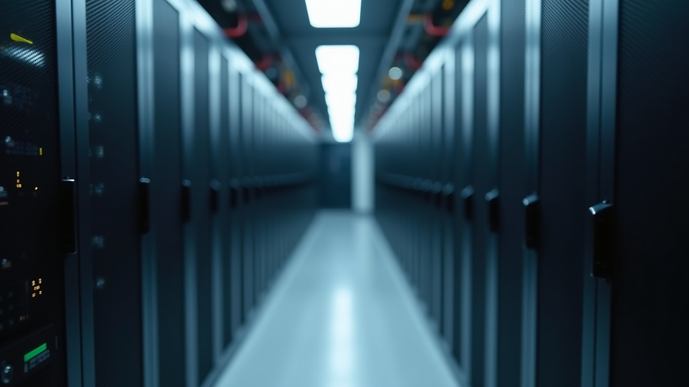 Eye-level view of a server rack in a data center