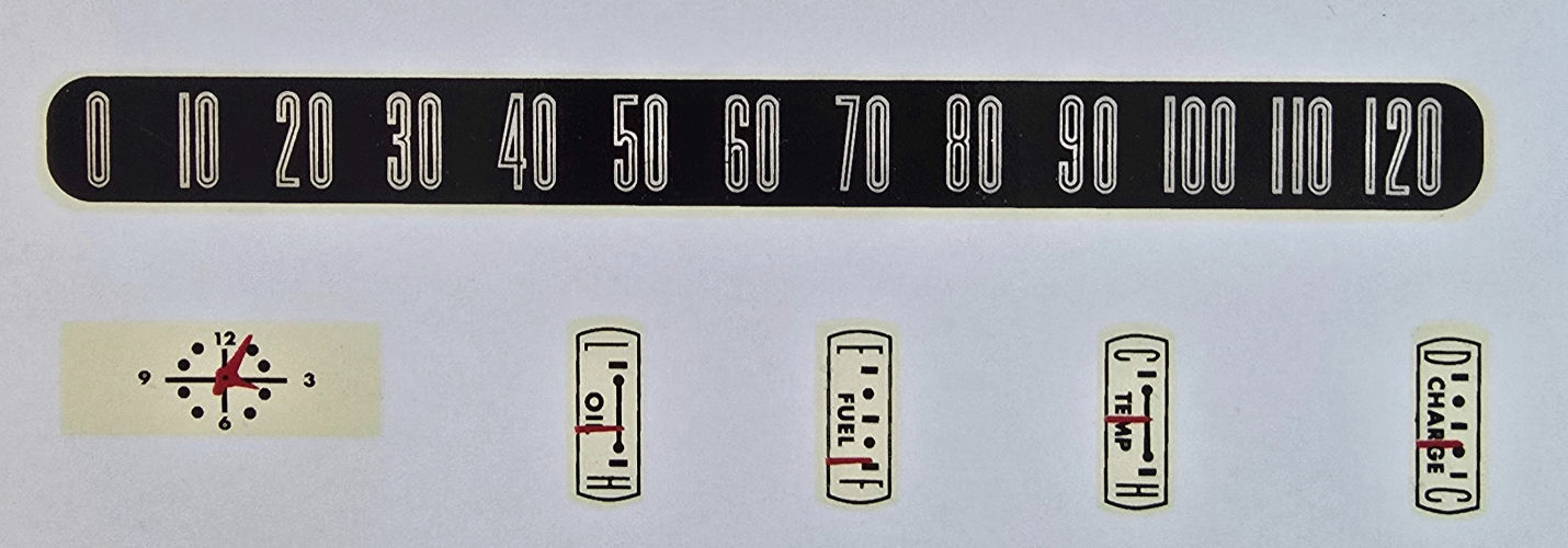 THUNDERBIRD POWER CAR DASH 1966 *WATERSLIDE DECALS LIMITED*