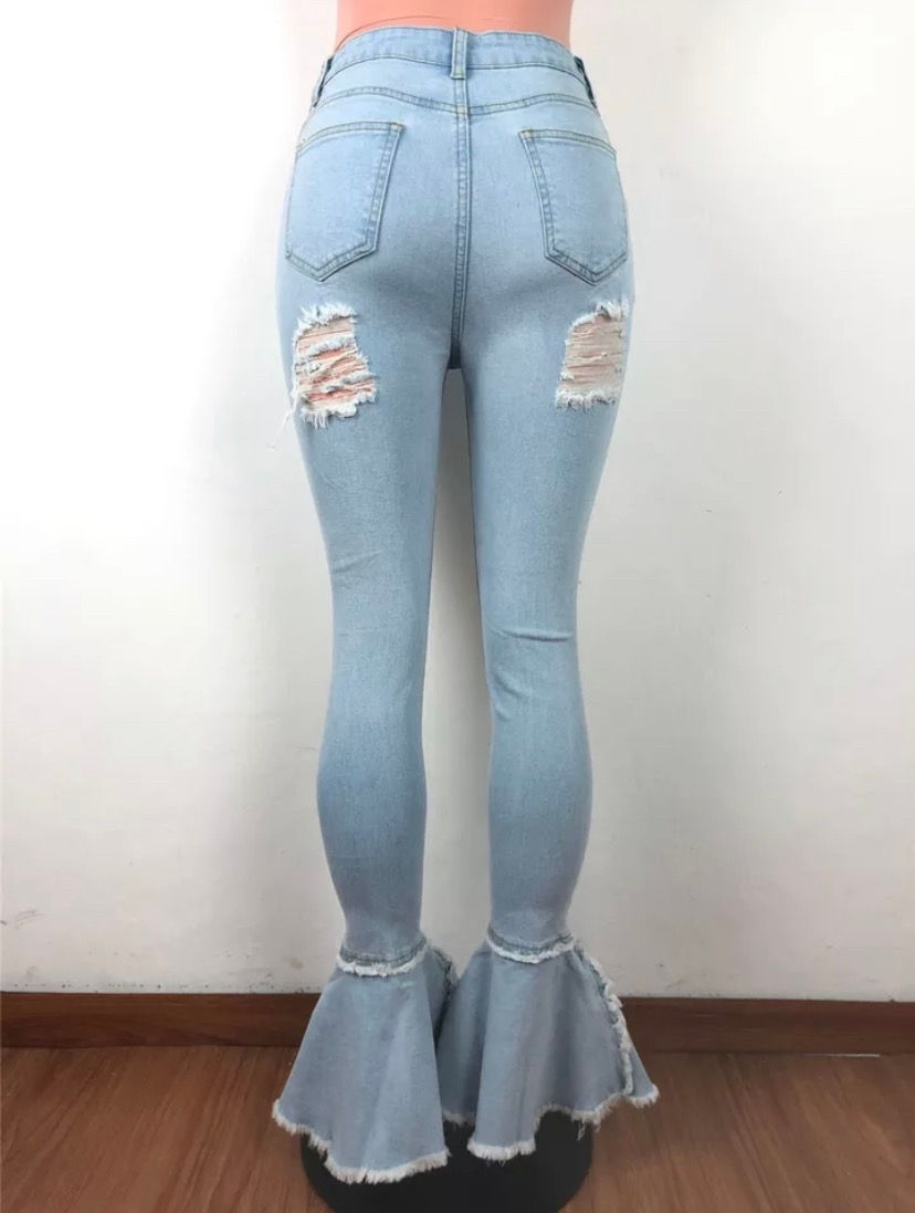 Thumbnail: Distressed Bell Jeans