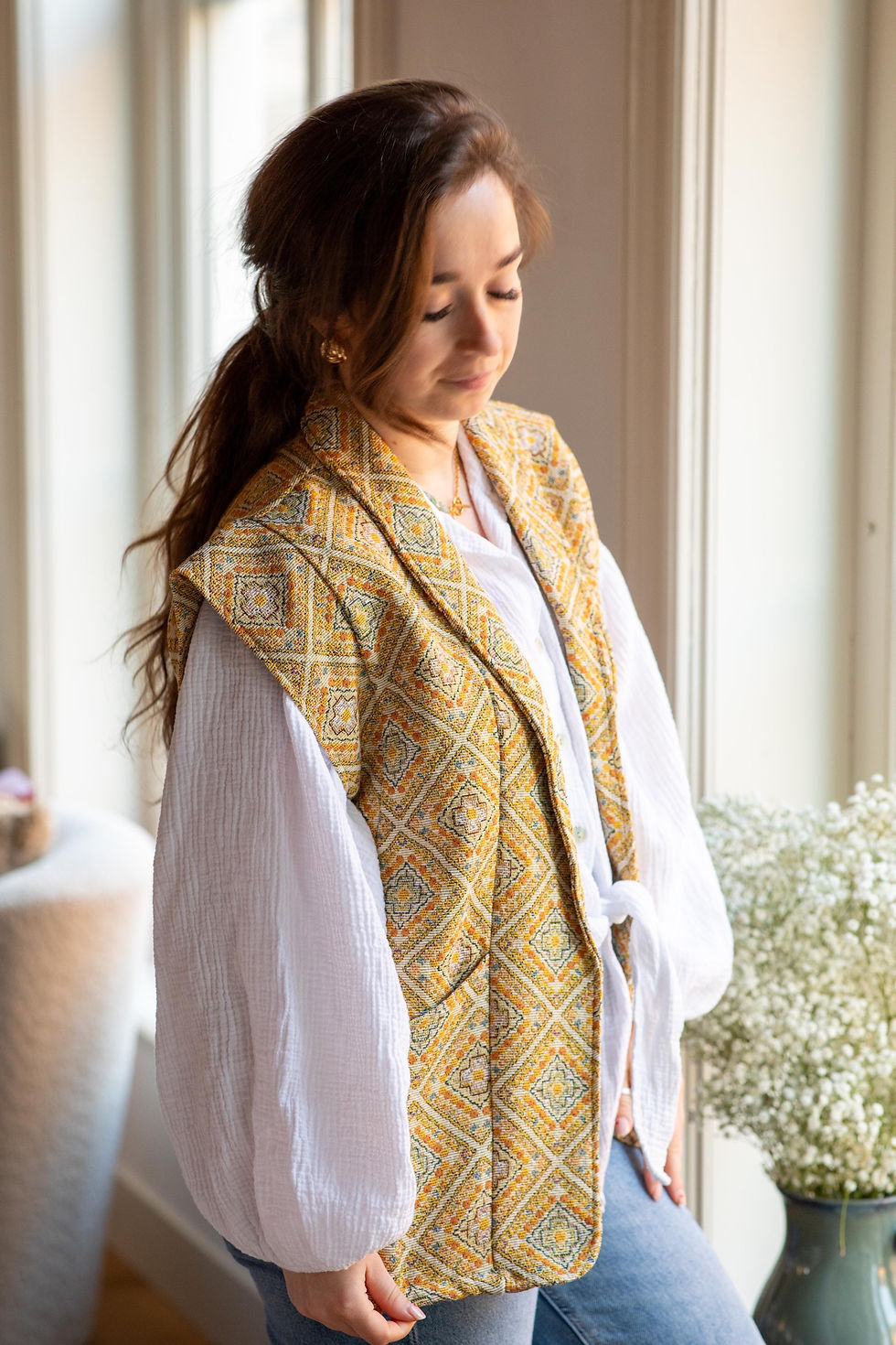 Boho Paisley Gilet | Geel