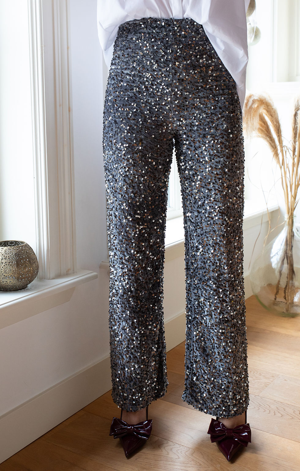 Thumbnail: VELVET PAILLET TROUSERS LOUNA