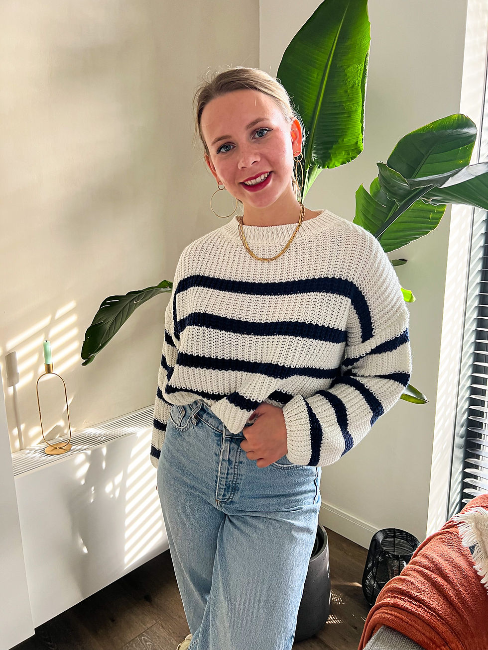 Laura Knit Streep • Blue/White