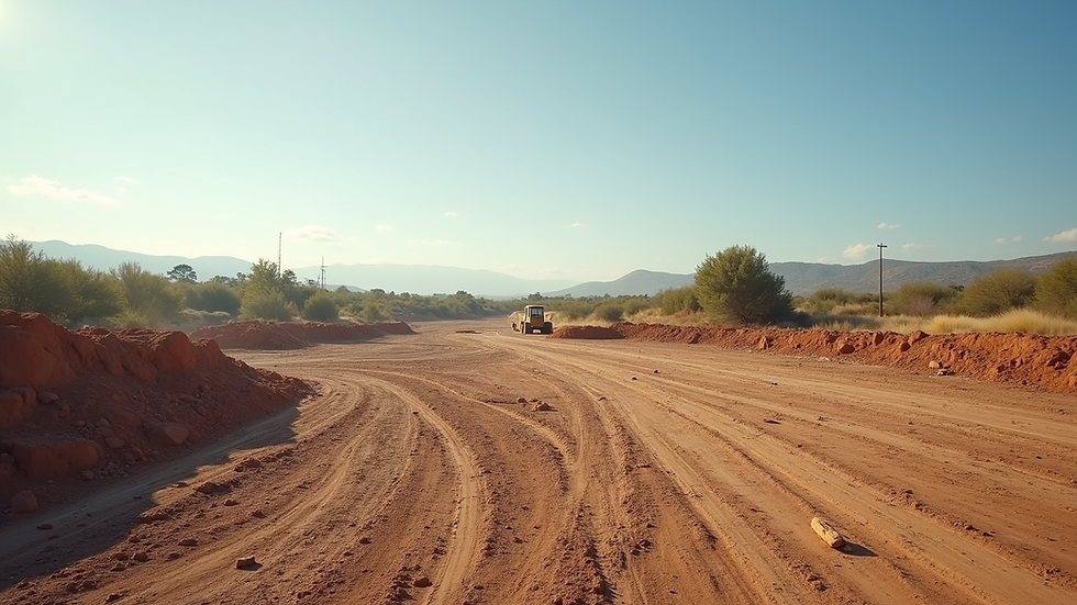 Wide angle view of cleared land ready for construction