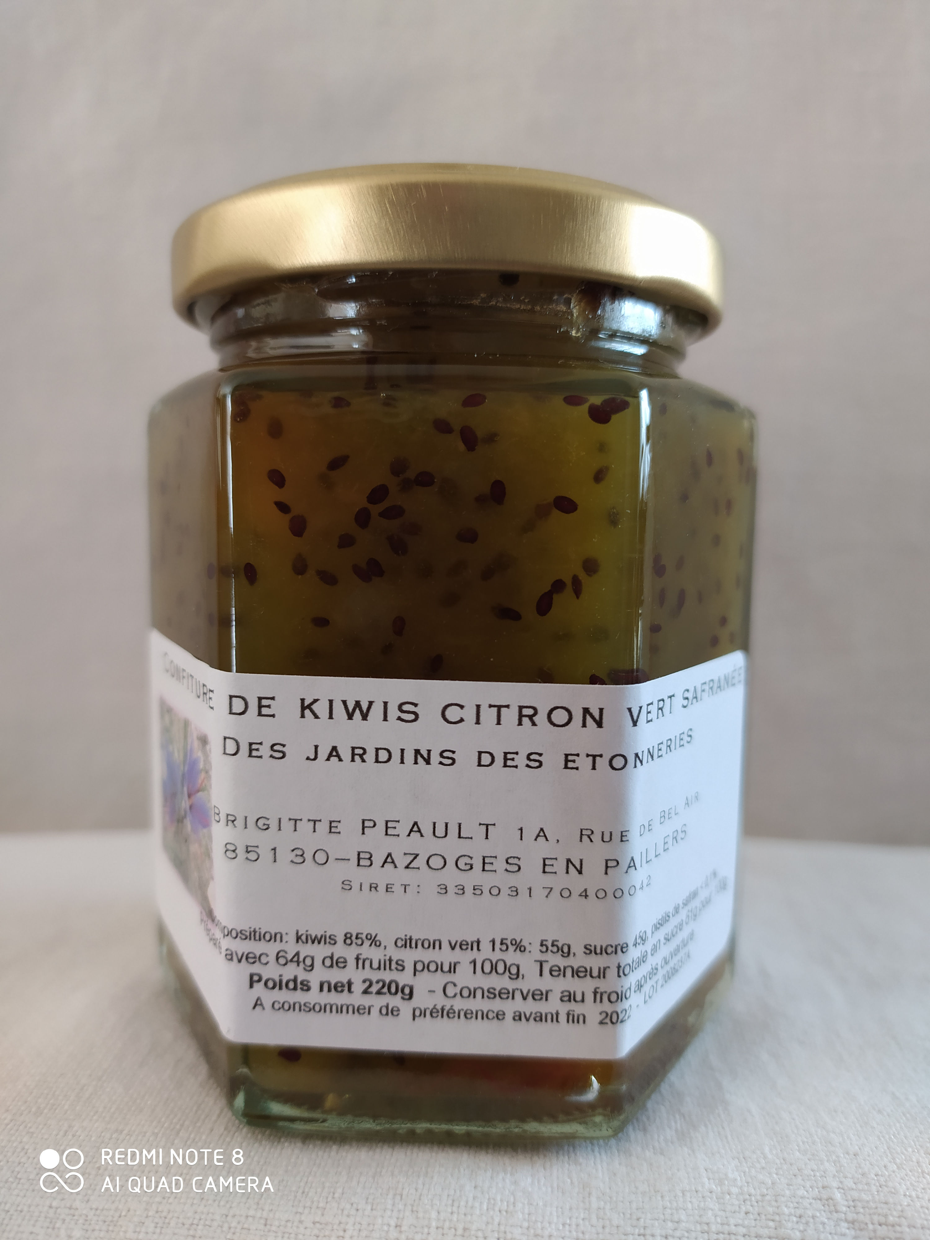 Confiture de Kiwis Citrons verts au Safran