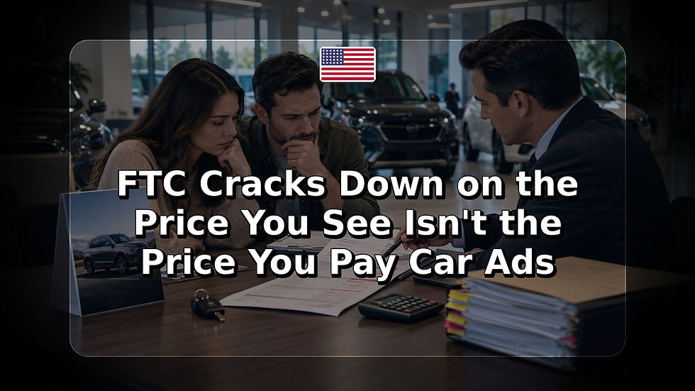 FTC Cracks Down on the Price You See Isn't the Price You Pay Car Ads