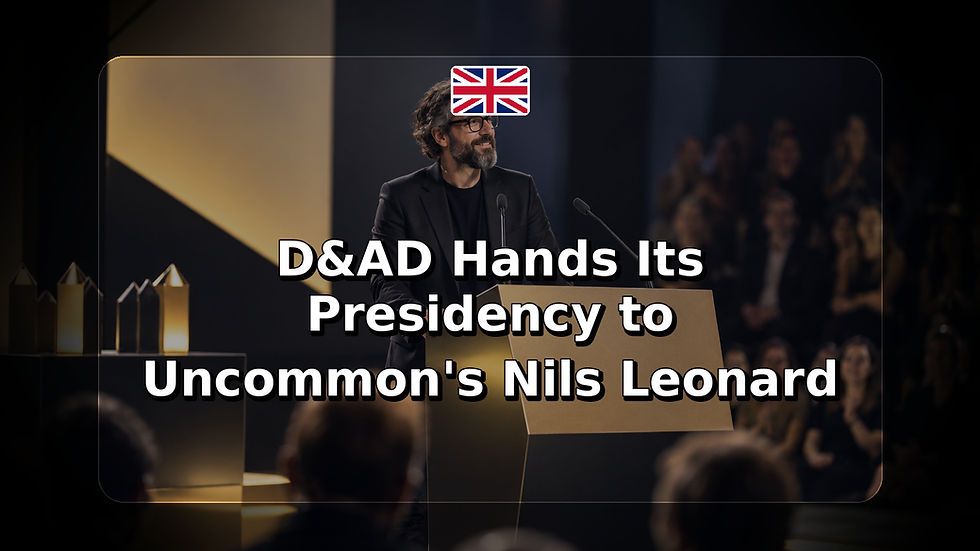 AI-generated editorial illustration: D&AD Hands Its Presidency to Uncommon's Nils Leonard