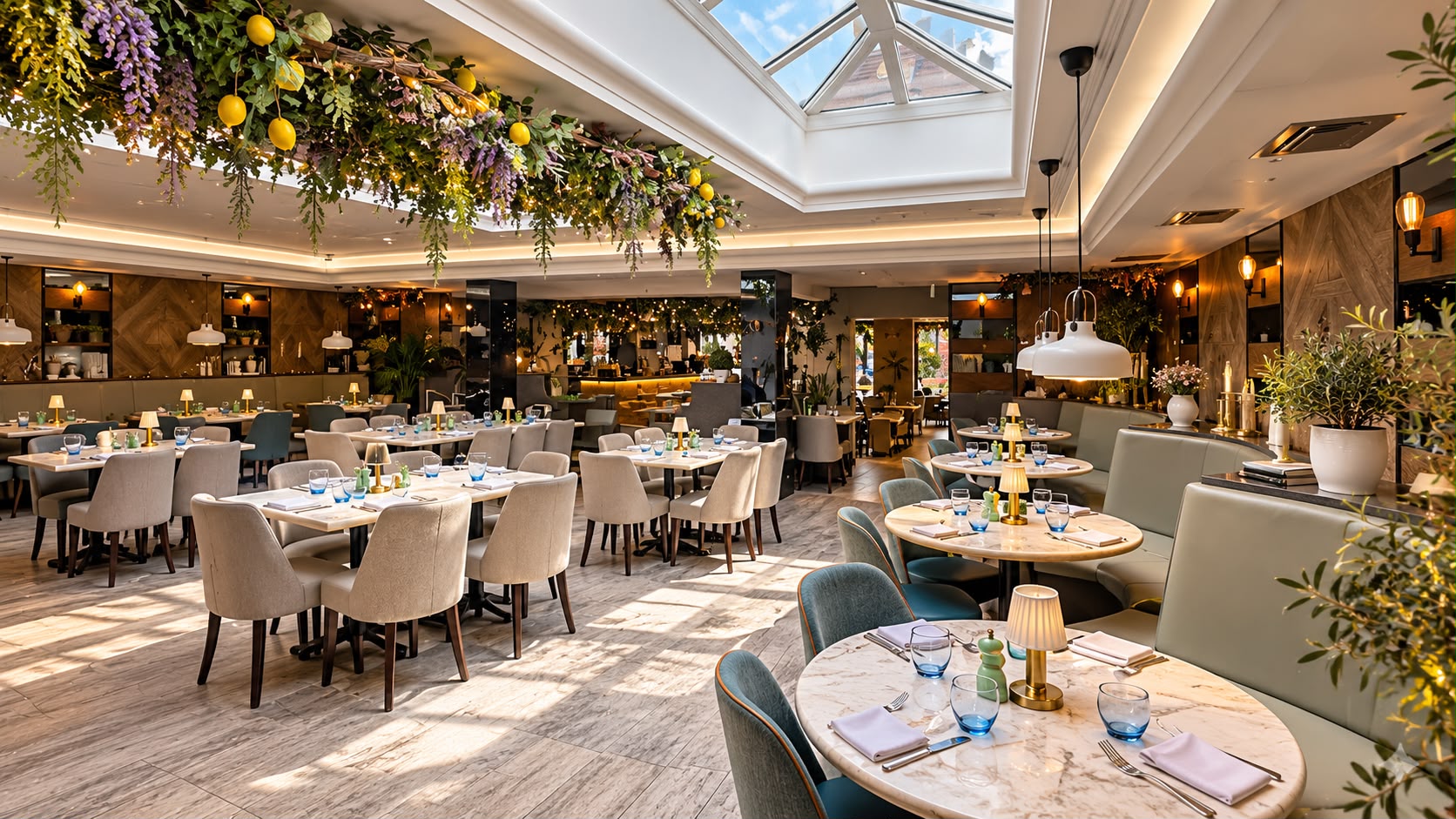The dining room at Bella Capri Fleet