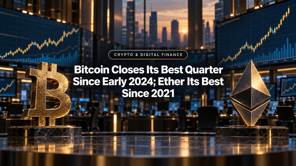 Bitcoin Closes Its Best Quarter Since Early 2024; Ether Its Best Since 2021