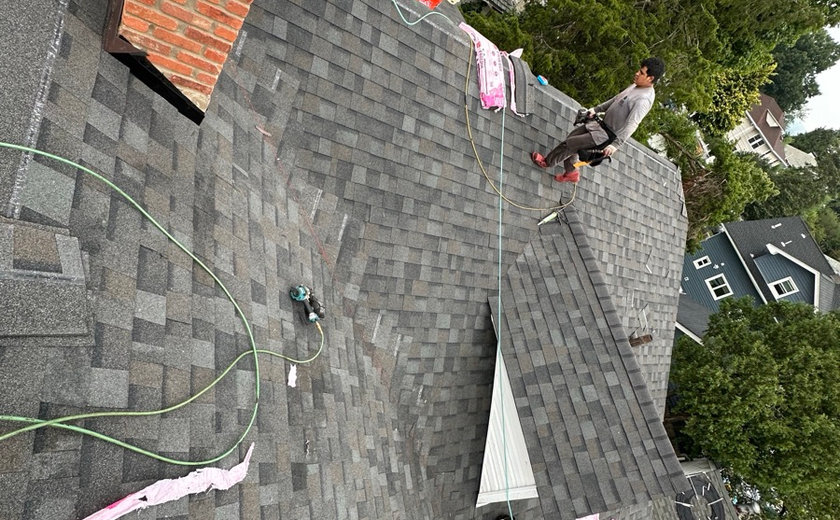 Repointed mortar joints on a chimney repair job in NJ