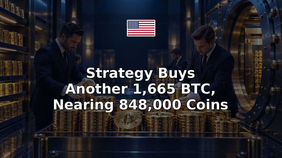 Strategy Buys Another 1,665 BTC, Nearing 848,000 Coins