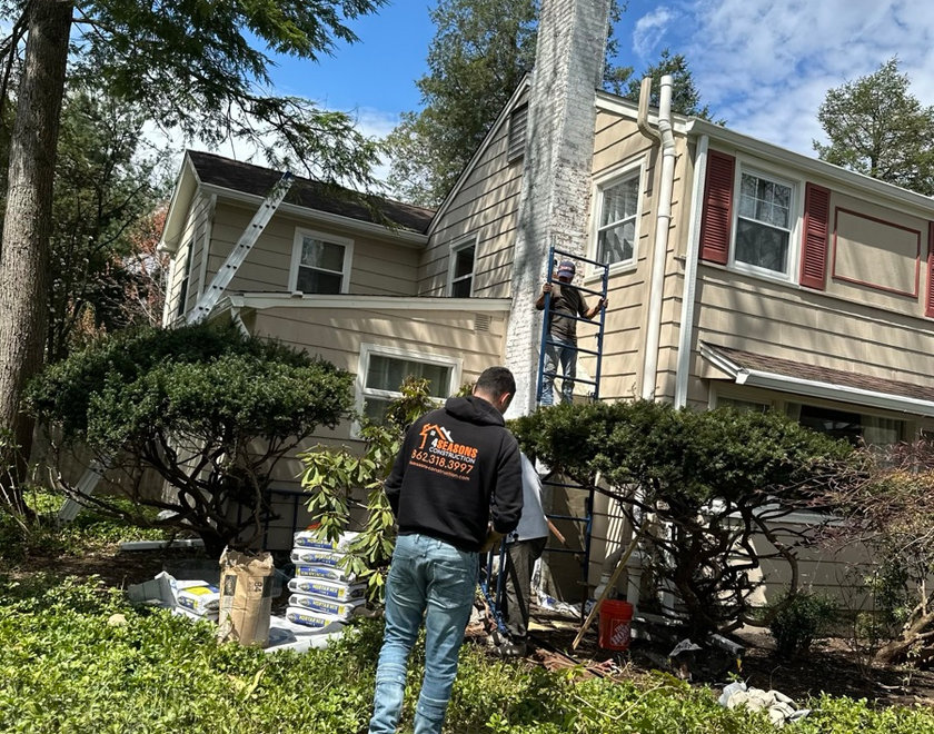 Masonry chimney rebuild on an older Nutley NJ home