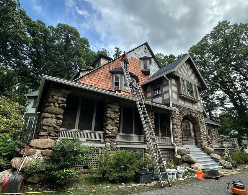 Weathered brick and mortar on an Oakland NJ home exterior