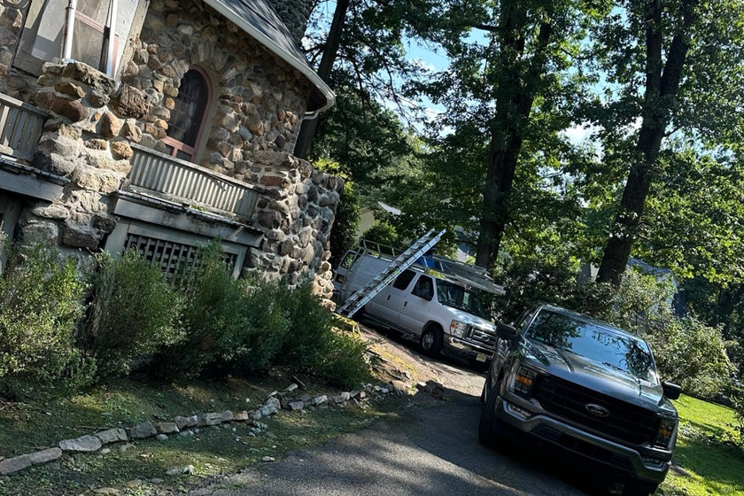 Matched brick and mortar repair on an older Fair Lawn NJ house