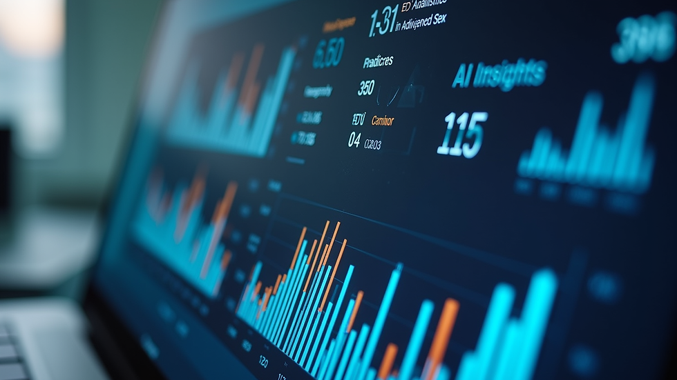 Close-up view of a digital dashboard showing SEO analytics and AI insights