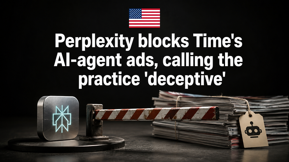 Perplexity blocks Time's AI-agent ads, calling the practice 'deceptive'