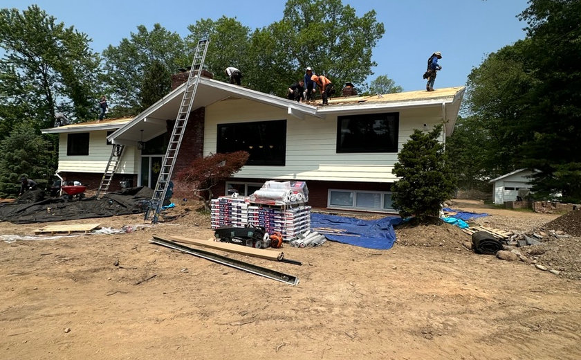 Emergency roof repair after storm damage by the crew serving Fair Lawn NJ