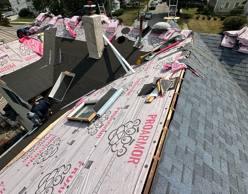 Flat roof membrane work on a Nutley NJ home