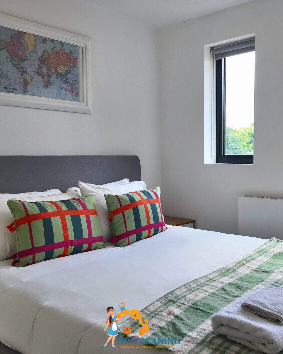 Guest-ready double bedroom after Airbnb cleaning in Bromley with fresh linens.