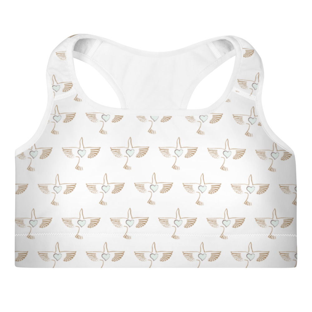 OG Peace Bird Print White Sports Bra