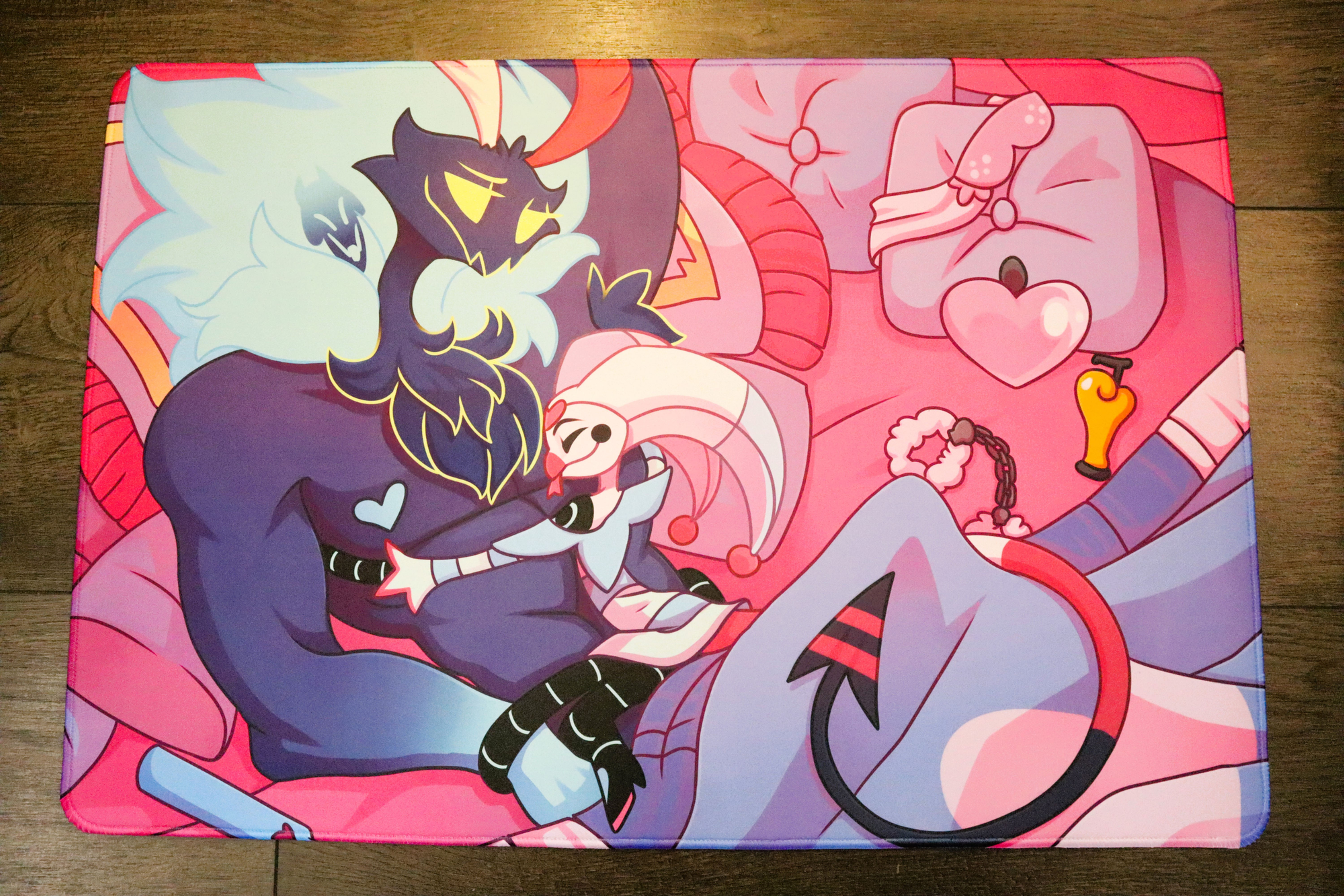 Helluva Boss Fizzarolli and Asmodeus Cuddle Deskmat