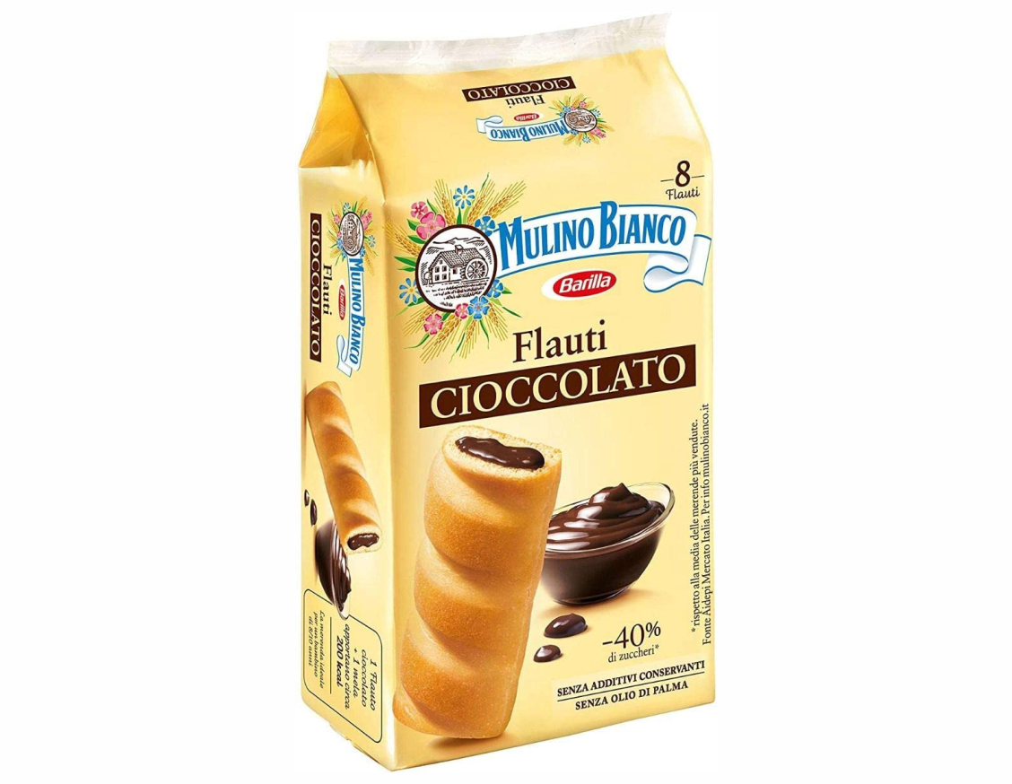 FLAUTI CIOCCOLATO - FLUTES CHOCOLATE SWEET SNACK- MULINO BIANCO Gr280