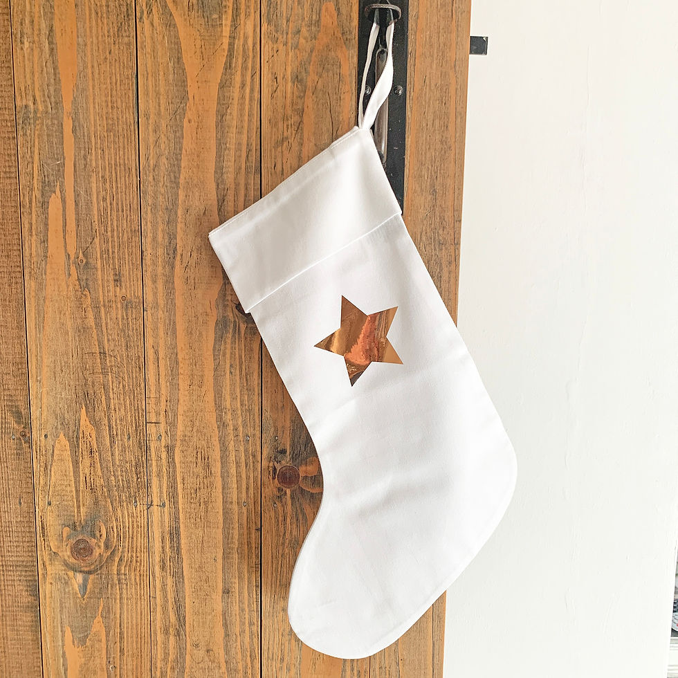 Thumbnail: Christmas Stocking | Metallic copper star design