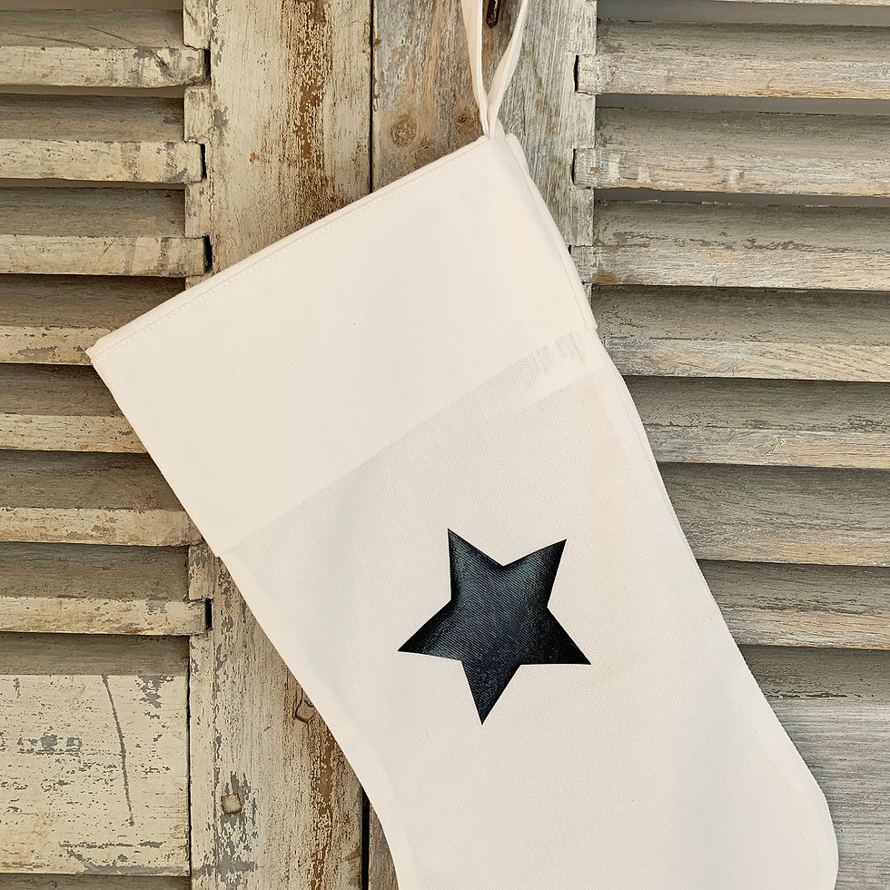 Thumbnail: White Christmas Stocking | Nordic Black Star Design