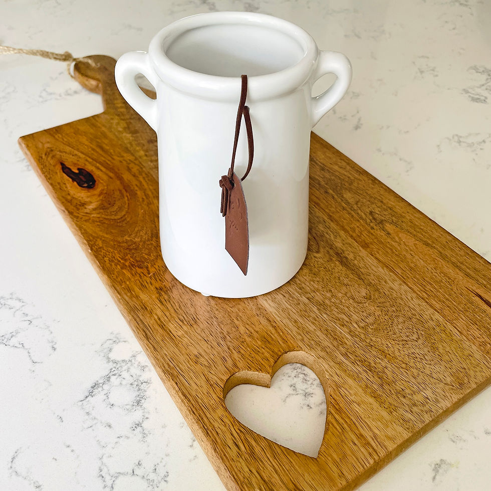 Thumbnail: White Vase with handles & leather tag - Heidi