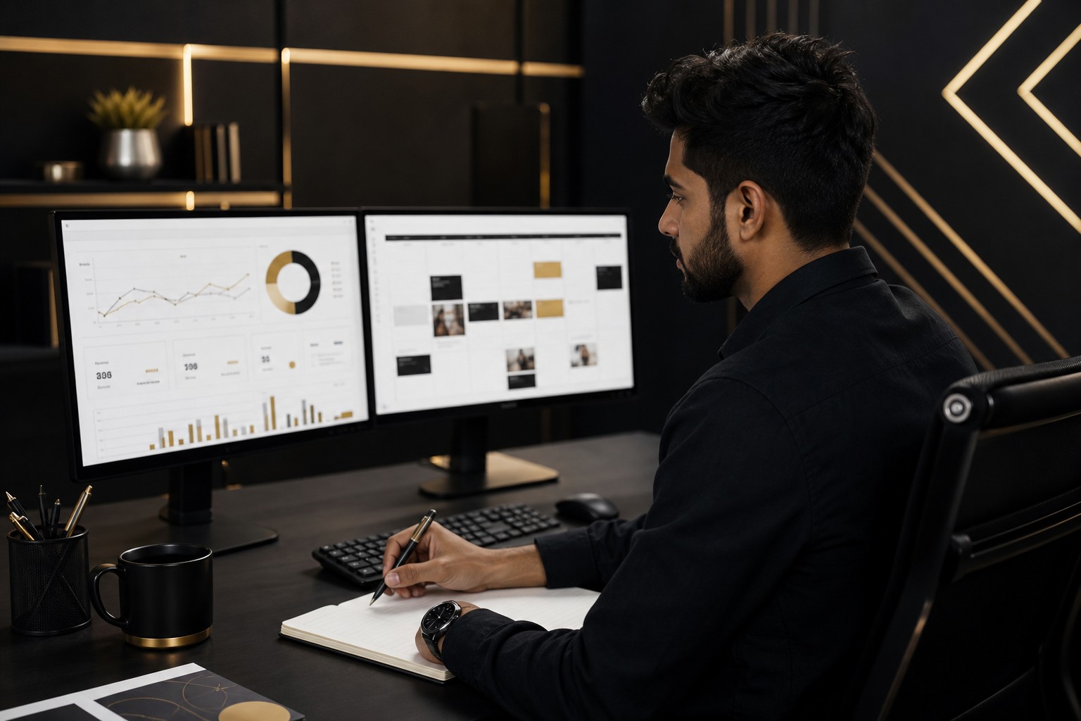 Professional photographer capturing business interior for marketing content creation