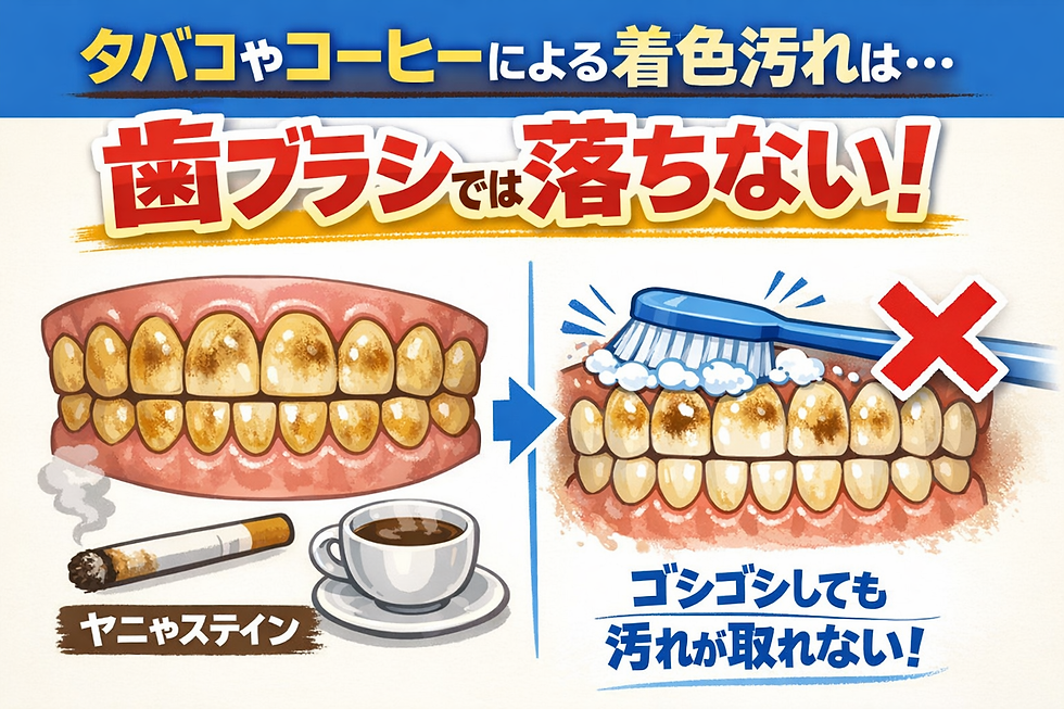 がんこにこびりついた着は歯ブラシでは落とせません