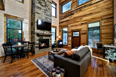 Livingroom with a queen fold out couch!