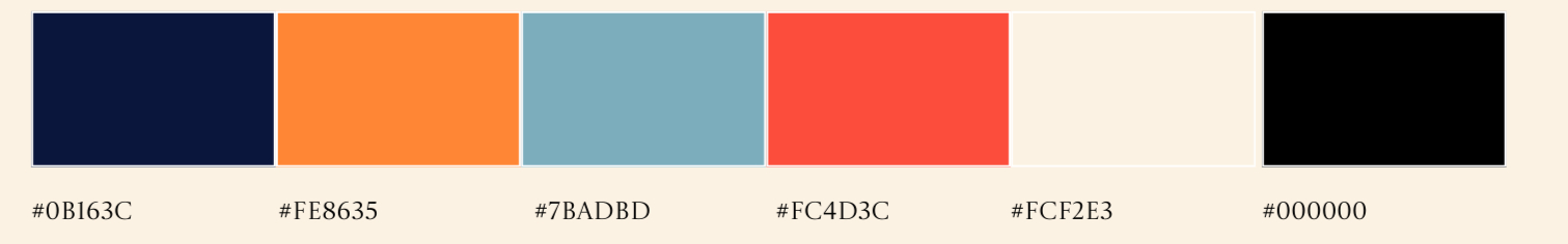 Dark and bold colours with blush accents for murder mystery brand