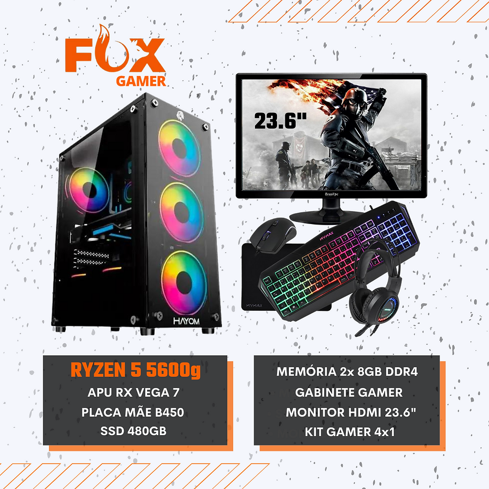 PC Completo AMD Ryzen 5 5600G/ 16gb/ 480gb/ Kit 4x1/ 23.6"