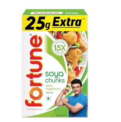 Fortune Soya Chunks, 15x more protein than milk, 200g / 200g+25g (Weight May Var