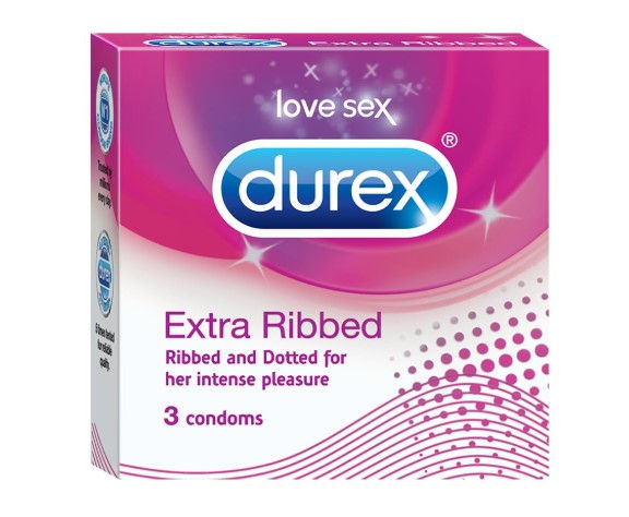 Durex Extra Ribbed Condoms for Men - 3 Count |Dotted and Dotted for Extra Stimul