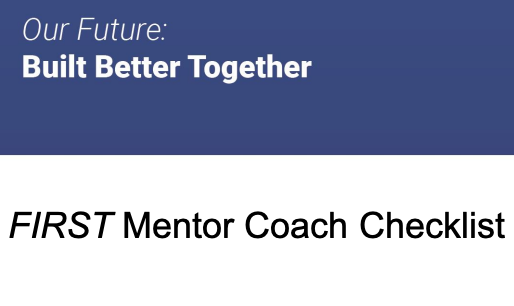 *NEW RESOURCE* FIRST Mentor Coach Checklist