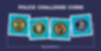 police challenge coins on dark blue and aqua