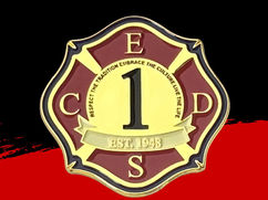 Challenge coin in the shape of the Maltese Cross with large 1 in the center, bright gold and dark red.