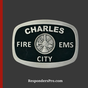 Antique silver and black Fire and EMS Belt Buckle.